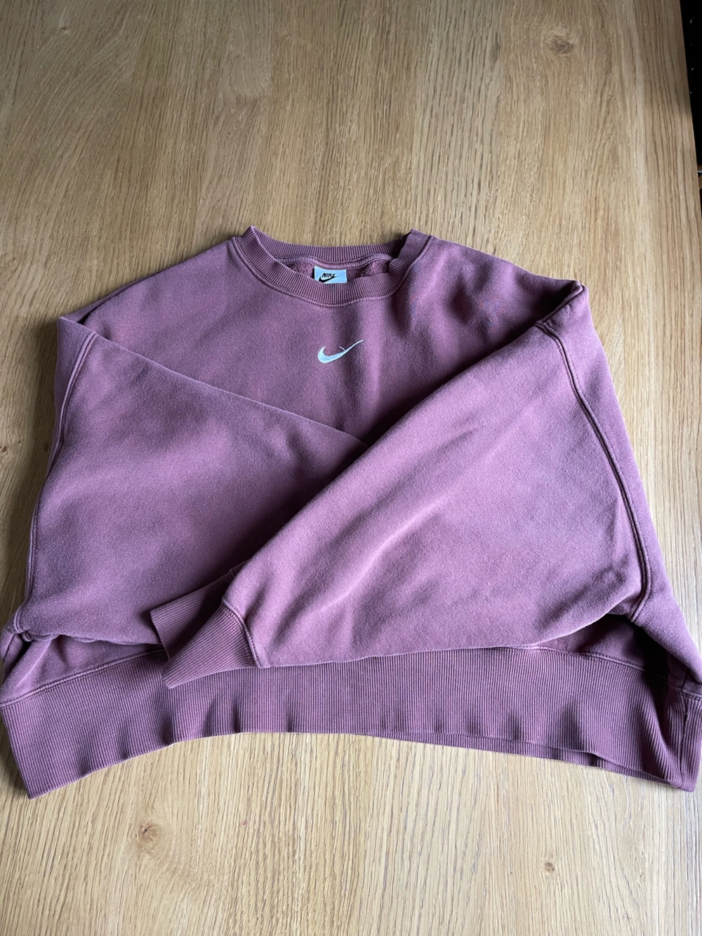 Nike Women’s Mauve Studio Fleece Oversized  Cropped Crew Sweatshirt